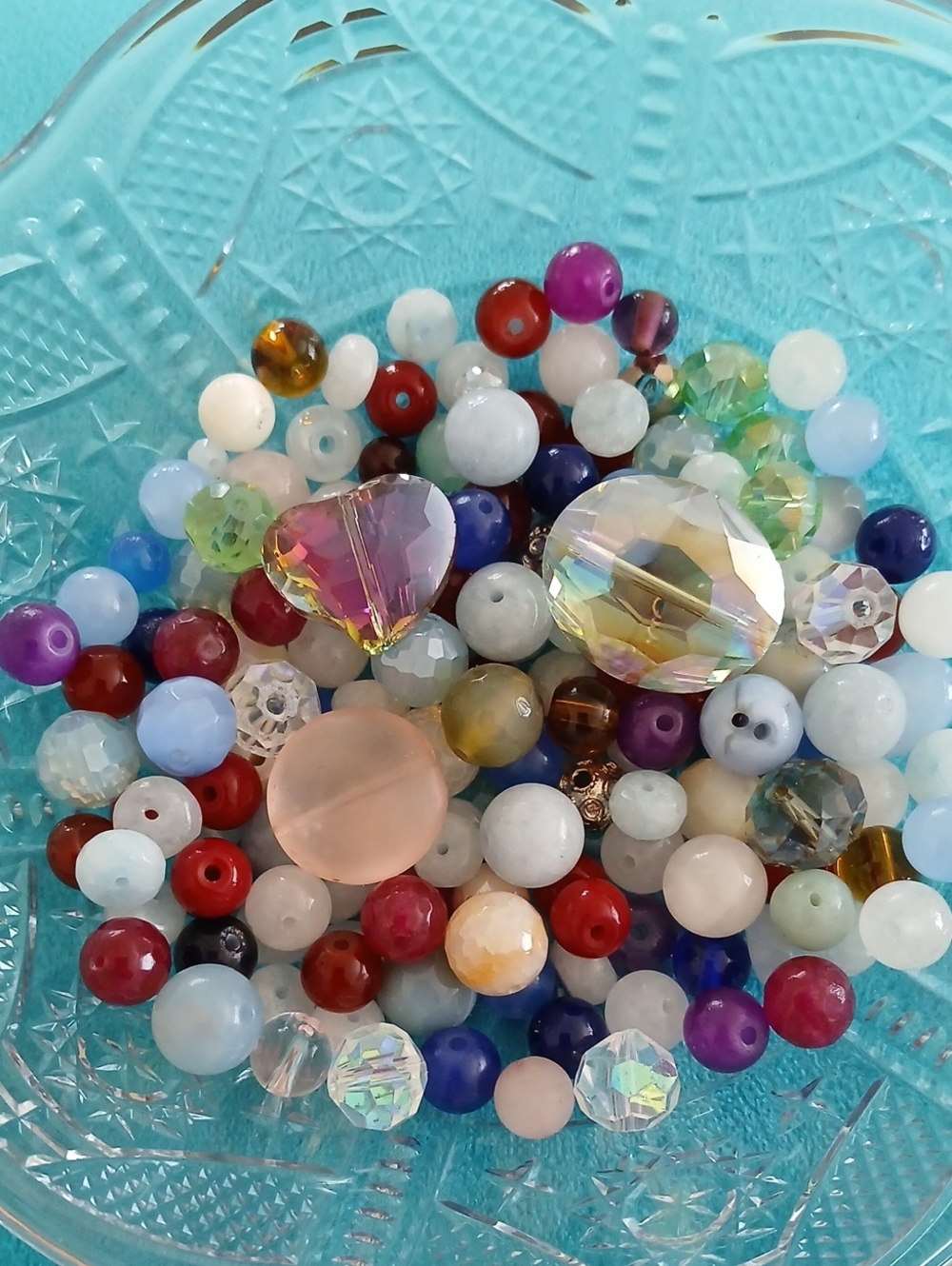Mixed Glass, Natural Stone, Gemstones and Crystal Bead Assortment - Multicolor